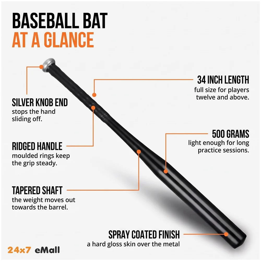 Alloy Steel Baseball Bat 34 Inch 500 Grams Anti Slip Rubber Grip