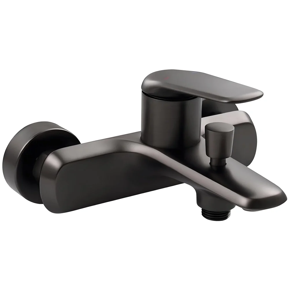 2 in 1 Wall Mounted Bath Mixer Tap Black Hand Shower Provision
