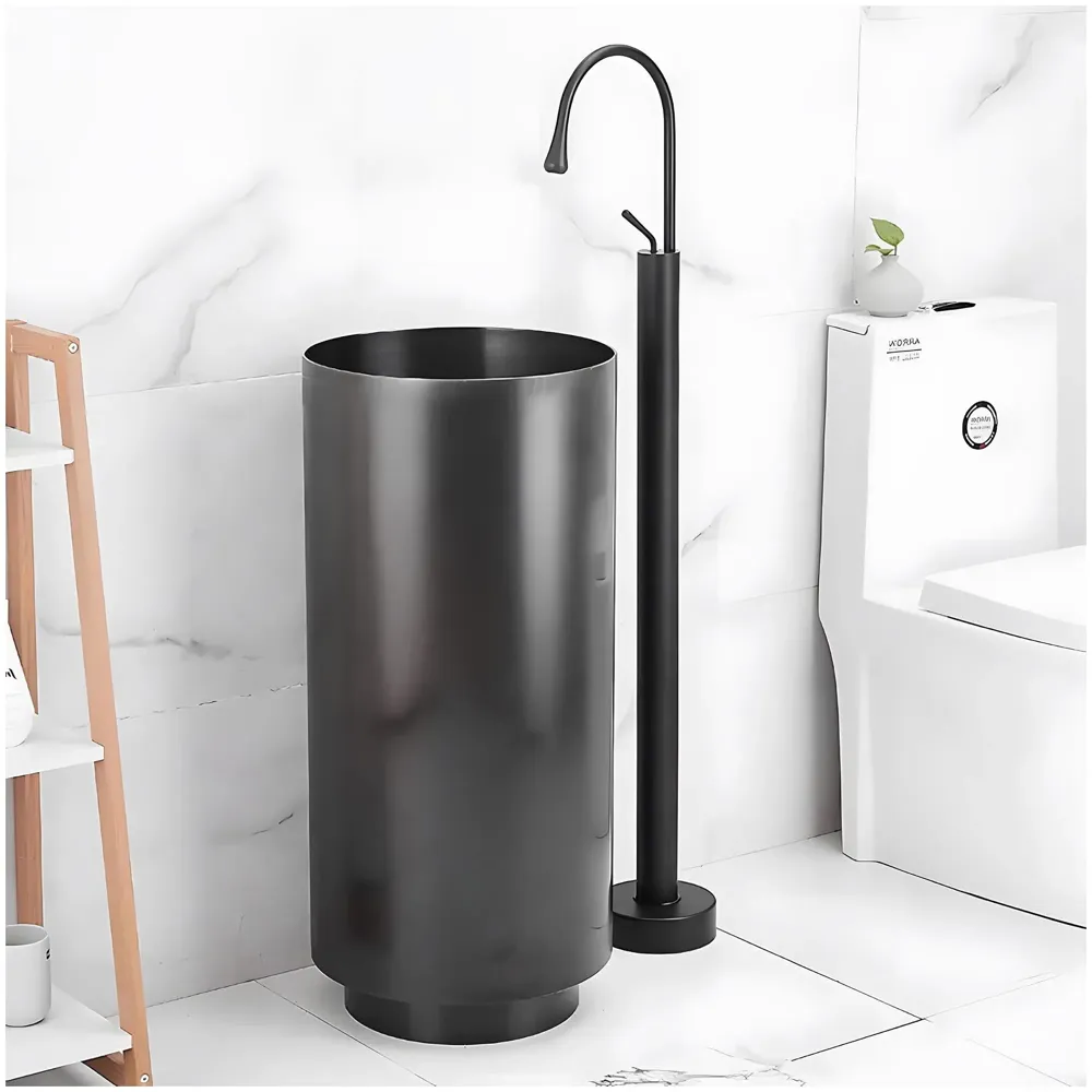 freestanding Bathtub Faucet Mixer hot and Cold Water Drop Design aerated Flow for Bath tubs and wash basins Bathroom Toilet Jacuzzi Black Finish