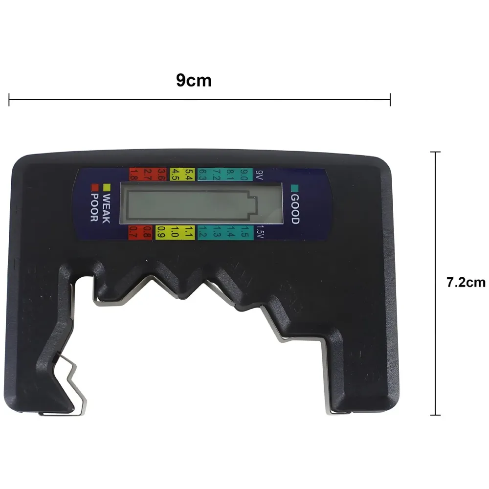 Battery Tester, Digital, 24x7 eMall, AA, AAA, 9V, C, D, N, Button Cell, Portable (Black)