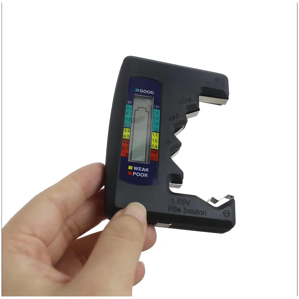 Battery Tester, Digital, 24x7 eMall, AA, AAA, 9V, C, D, N, Button Cell, Portable (Black)