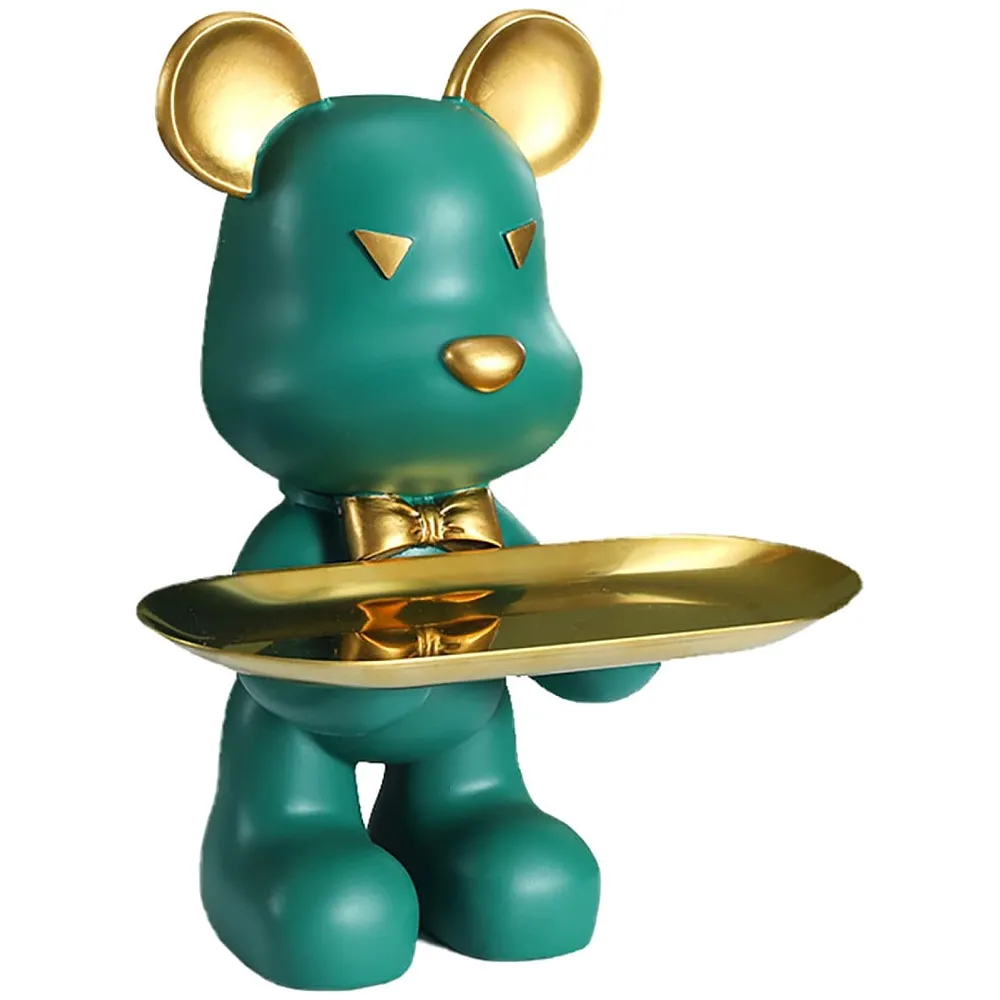 Bear Brick Resin Key Holder Stainless Steel Plate 9 inch Green
