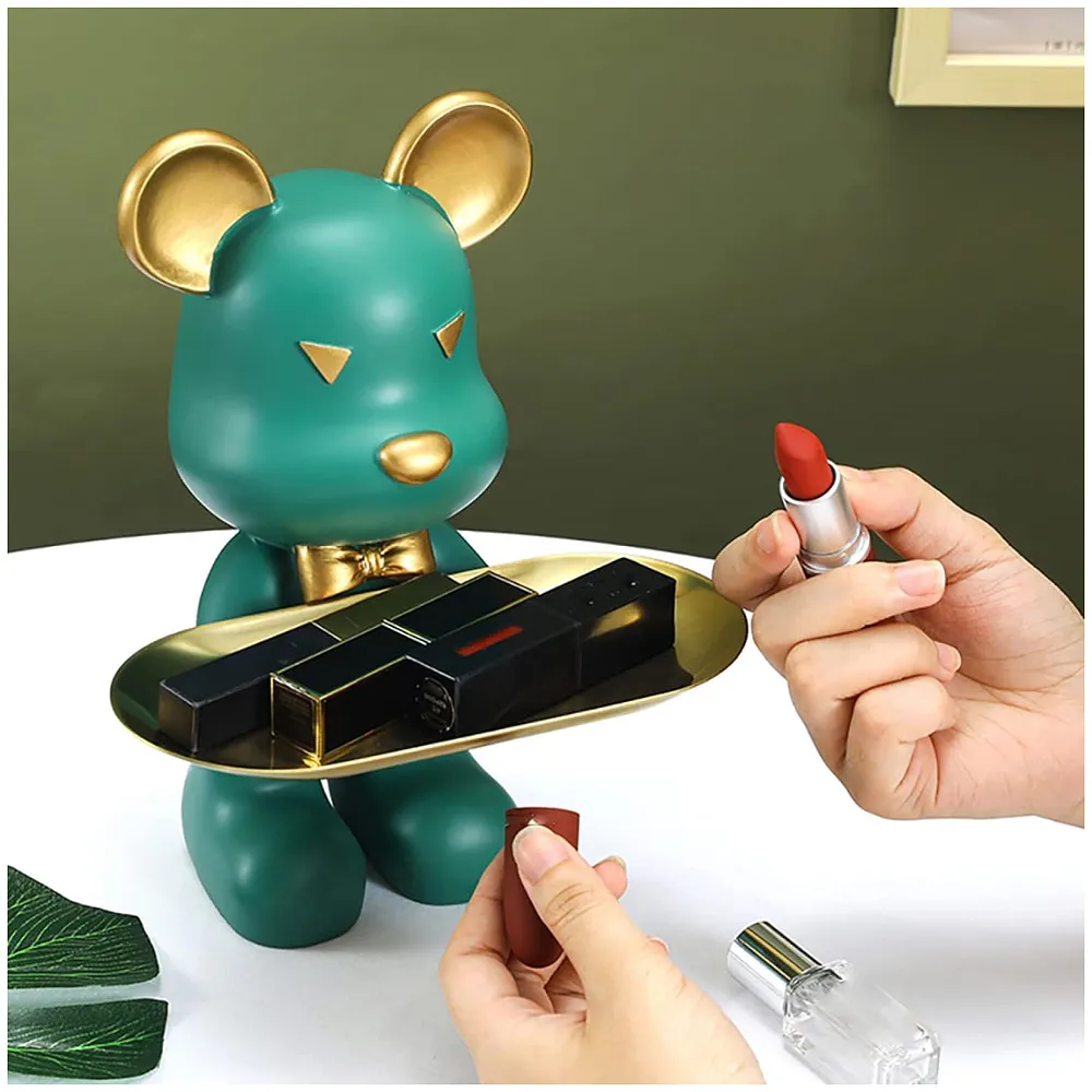 Bear Brick Resin Key Holder Stainless Steel Plate 9 inch Green