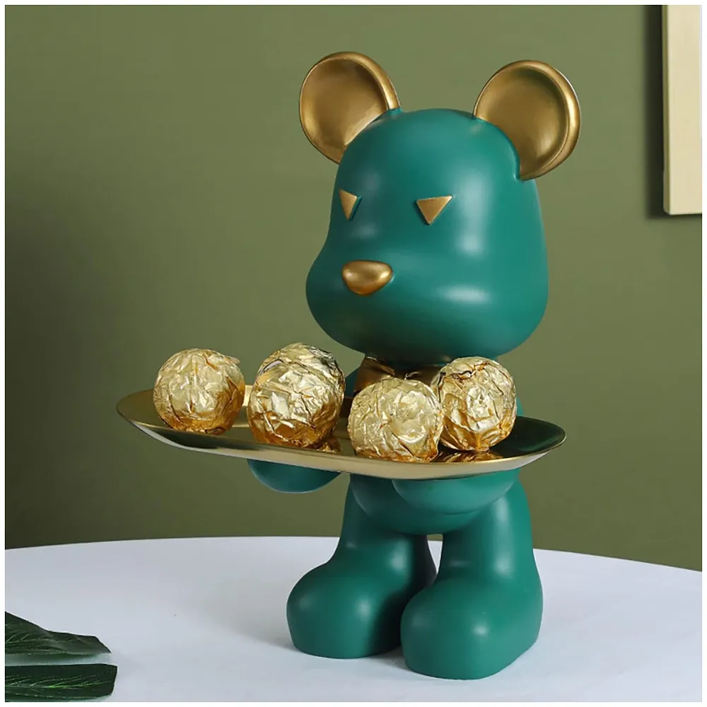 Bear Brick Resin Key Holder Stainless Steel Plate 9 inch Green