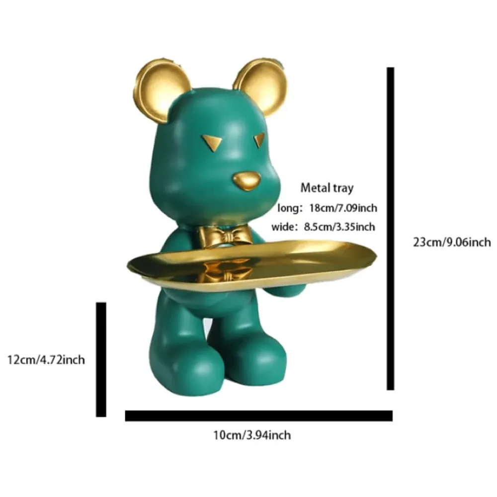 Bear Brick Resin Key Holder Stainless Steel Plate 9 inch Green