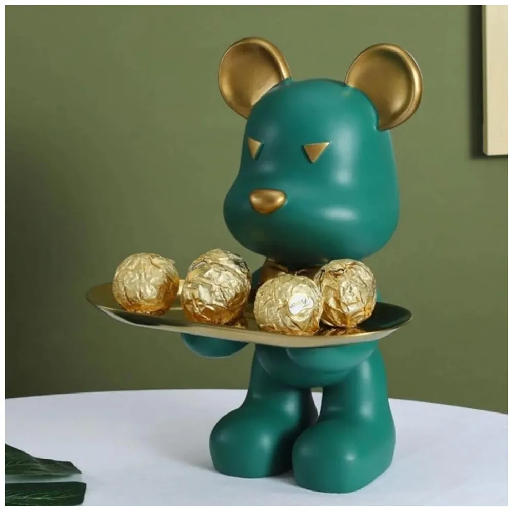 Bear Brick Resin Key Holder Stainless Steel Plate 9 inch Green
