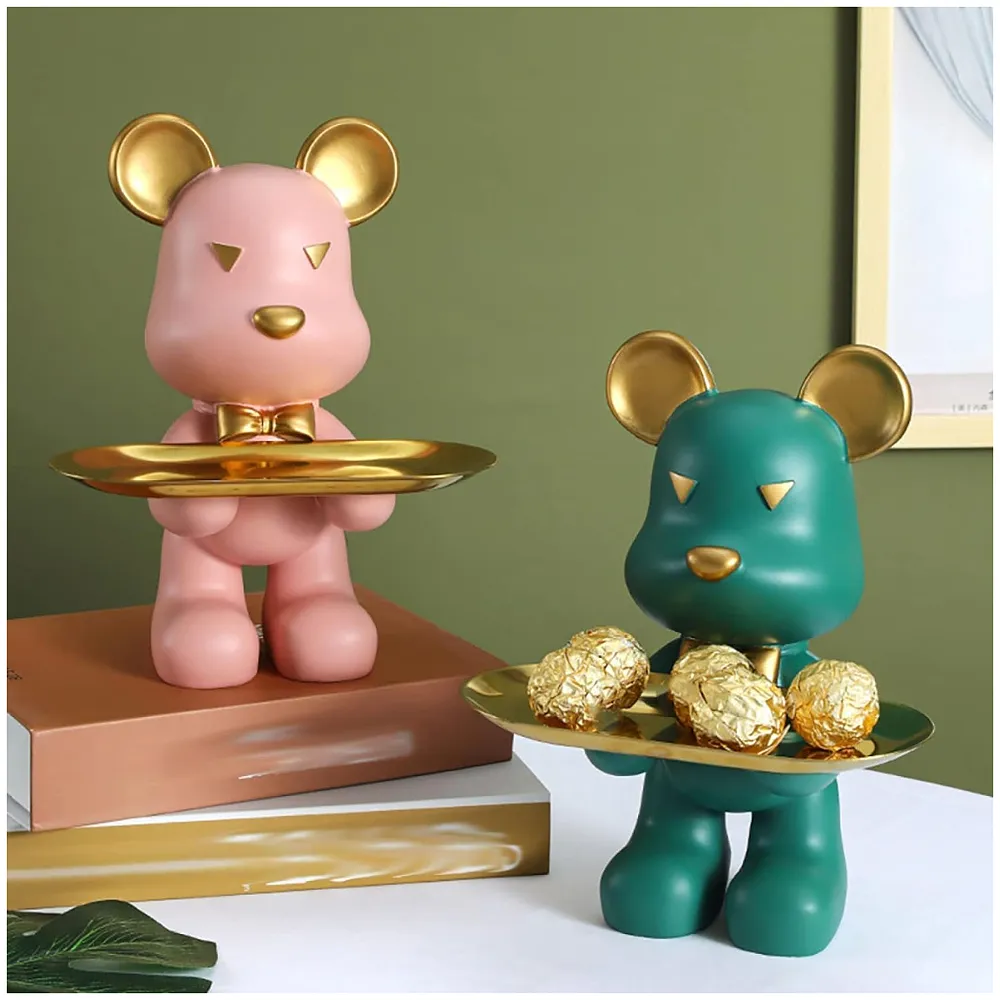 Bear Brick Resin Key Holder Stainless Steel Plate 9 inch Green