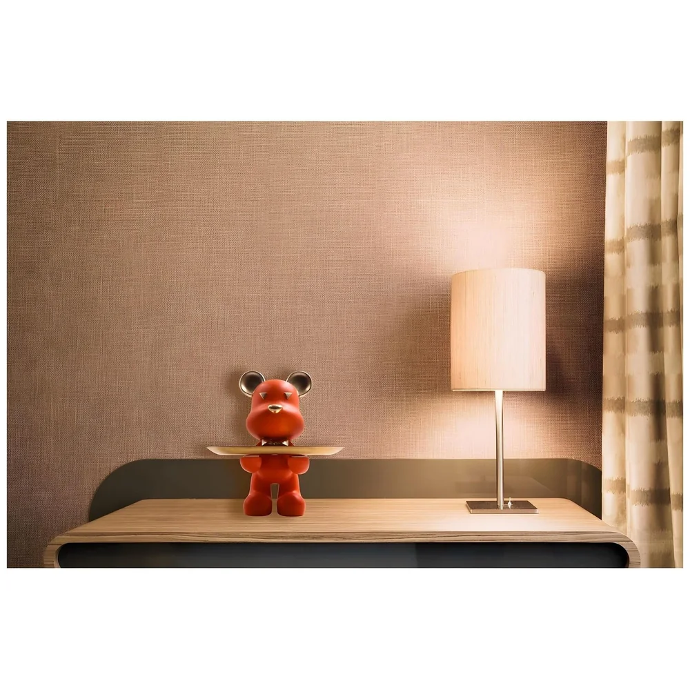 Bear Design Brick with Holder Plate for Keys, Cosmetics Home and Bathroom Décor 9 in Height Idol Show Piece Resin Figure with Stainless Steel Plate