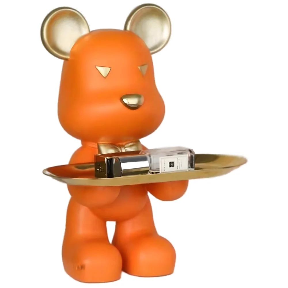 Bear Brick Resin Key Holder Steel Plate 9 inch Orange Standing