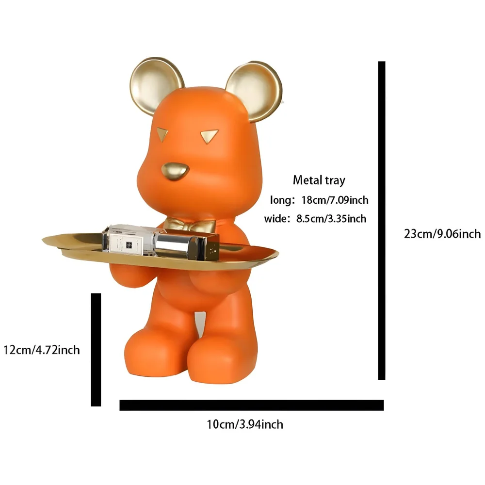 Bear Brick Resin Key Holder Steel Plate 9 inch Orange Standing