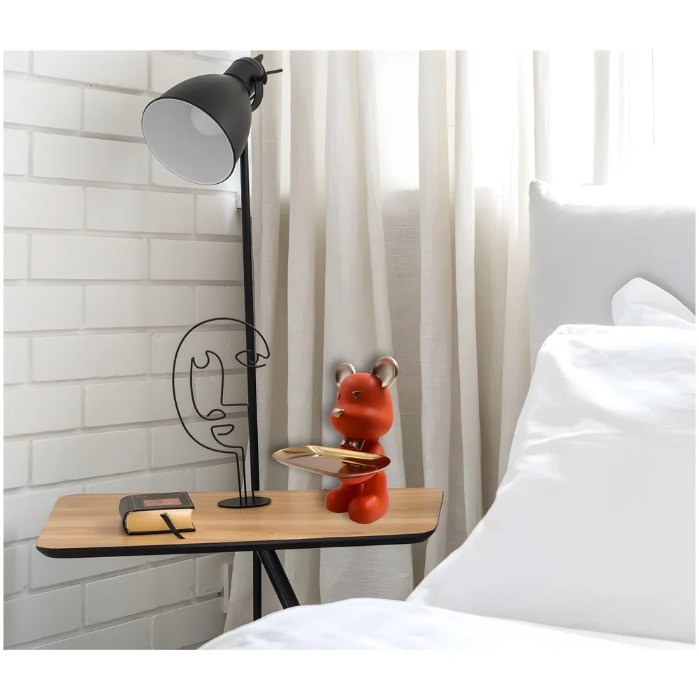 Bear Brick Resin Key Holder Steel Plate 9 inch Orange Standing