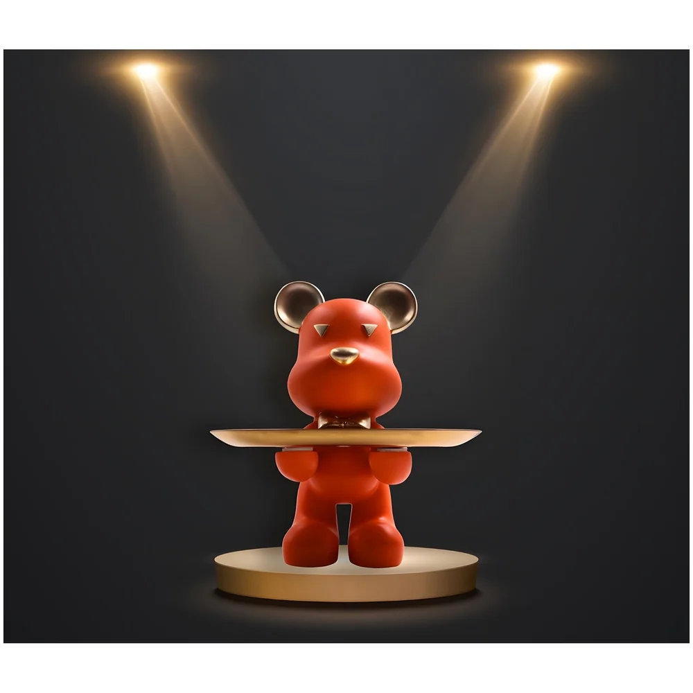 Bear Brick Resin Key Holder Steel Plate 9 inch Orange Standing