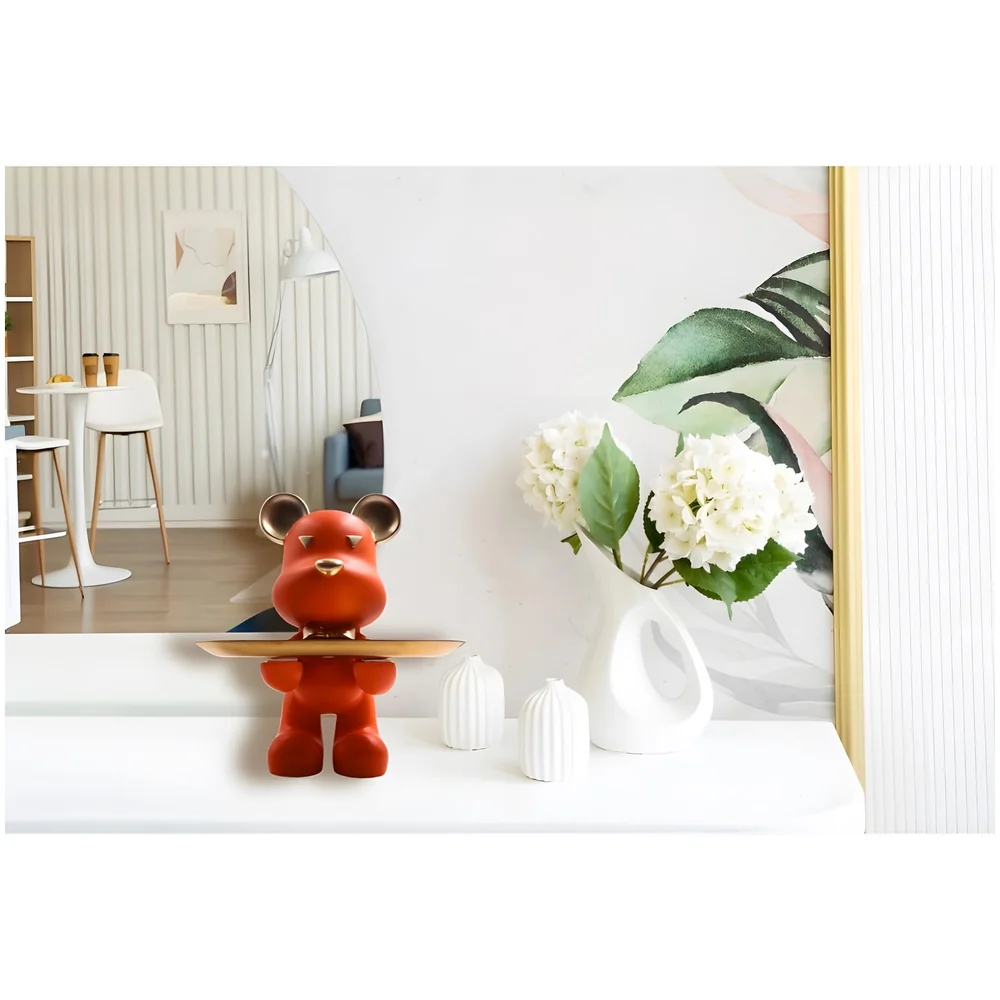 Bear Brick Resin Key Holder Steel Plate 9 inch Orange Standing