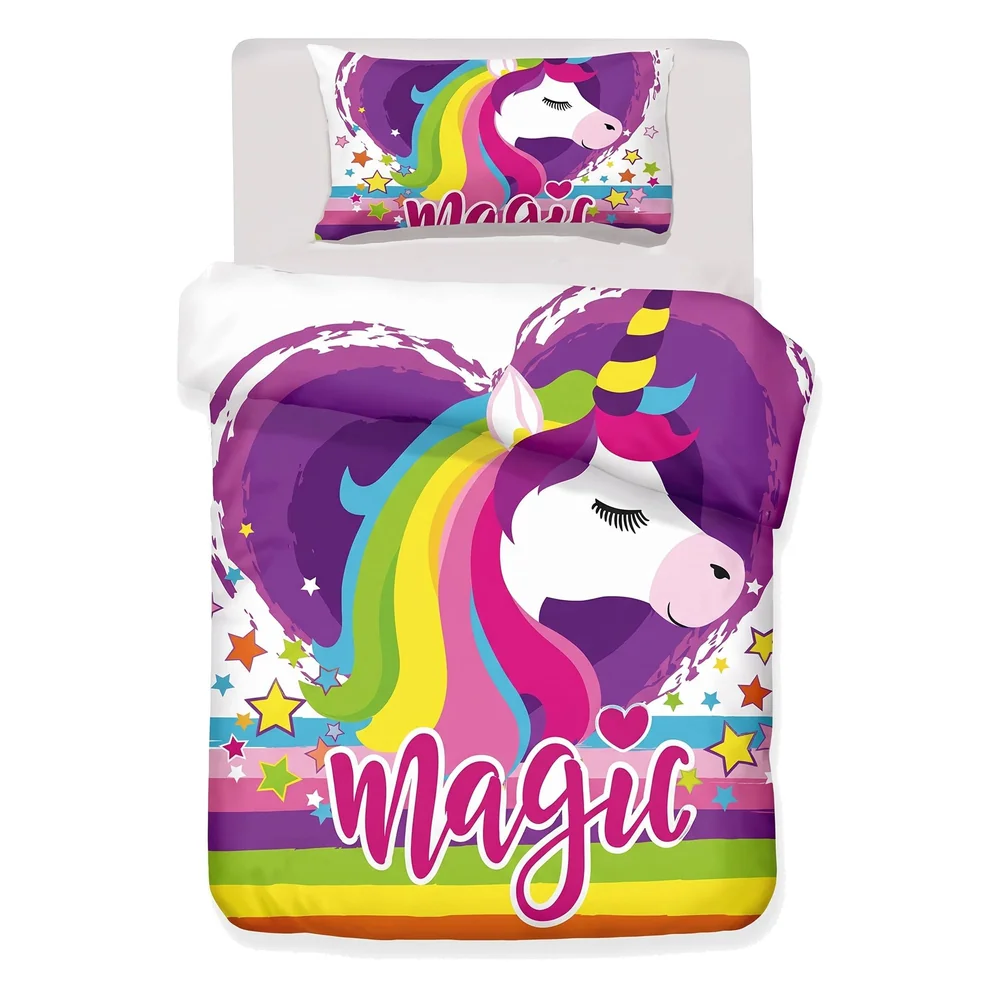 Single Bed Unicorn Bed Sheet with Pillow Case Luxury 200 Tc Microfiber Print, Fade Resistant, Super Soft for Sweet Dreams Bedding Set, 90 x 60 Inch for Single Bed