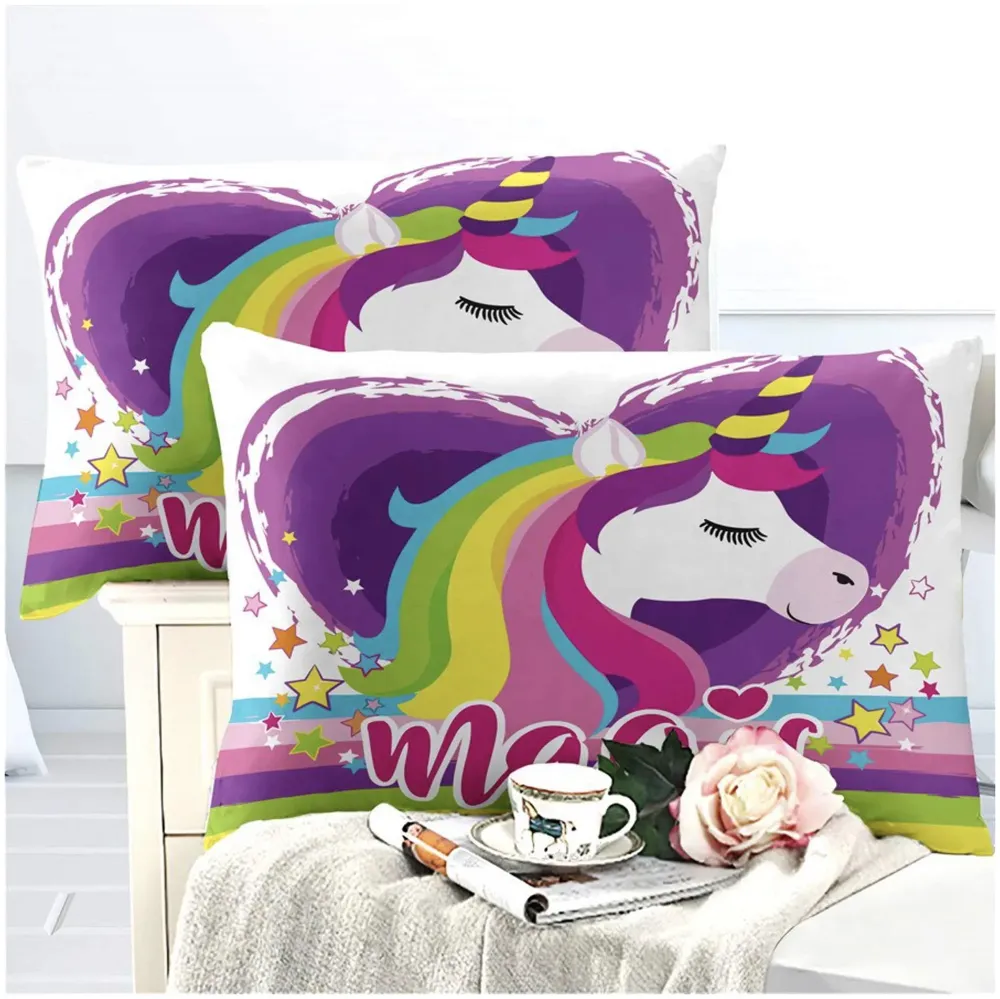 Unicorn Bed Sheet with Pillow Case Luxury 200 Tc Microfiber Print, Fade Resistant, Super Soft for Sweet Dreams Bedding Set, 102 x 90 Inch for Double, King Size