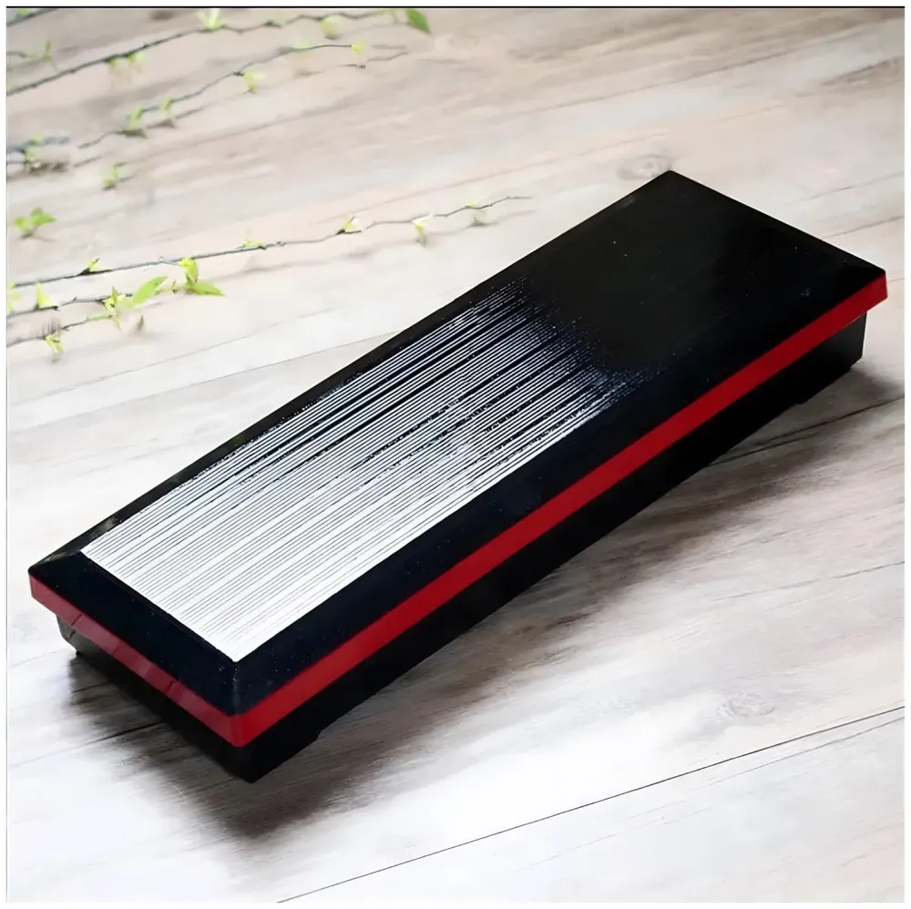Japanese bento box Black and Red Japanese Style Bento Tray For Sushi Serving - 2 Compartments – 35 cm x 12 cm x 4.5 cm