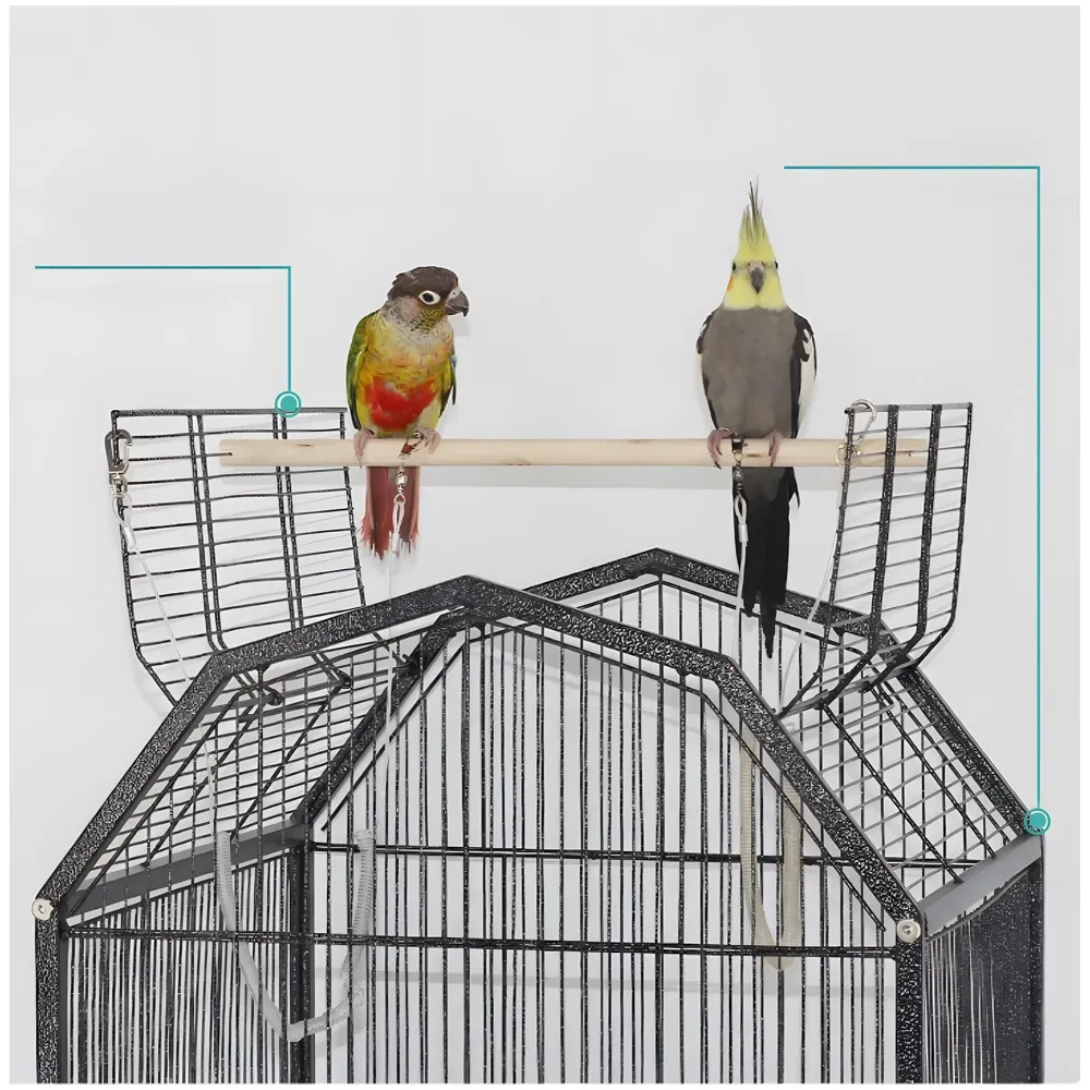 34 inch Sturdy Large Bird Cage for Parakeets, Cockatiels, Parrot, Sun Conure, Green-Cheeked Parakeet, Lovebird, Canary, Finch Lovebird, Pigeons, Parrots with Rolling Stand (Black, Large)