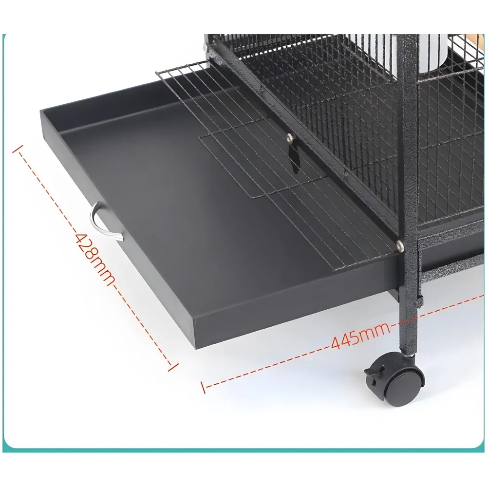 34 inch Sturdy Large Bird Cage for Parakeets, Cockatiels, Parrot, Sun Conure, Green-Cheeked Parakeet, Lovebird, Canary, Finch Lovebird, Pigeons, Parrots with Rolling Stand (Black, Large)