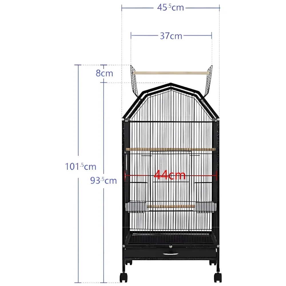34 inch Sturdy Large Bird Cage for Parakeets, Cockatiels, Parrot, Sun Conure, Green-Cheeked Parakeet, Lovebird, Canary, Finch Lovebird, Pigeons, Parrots with Rolling Stand (Black, Large)