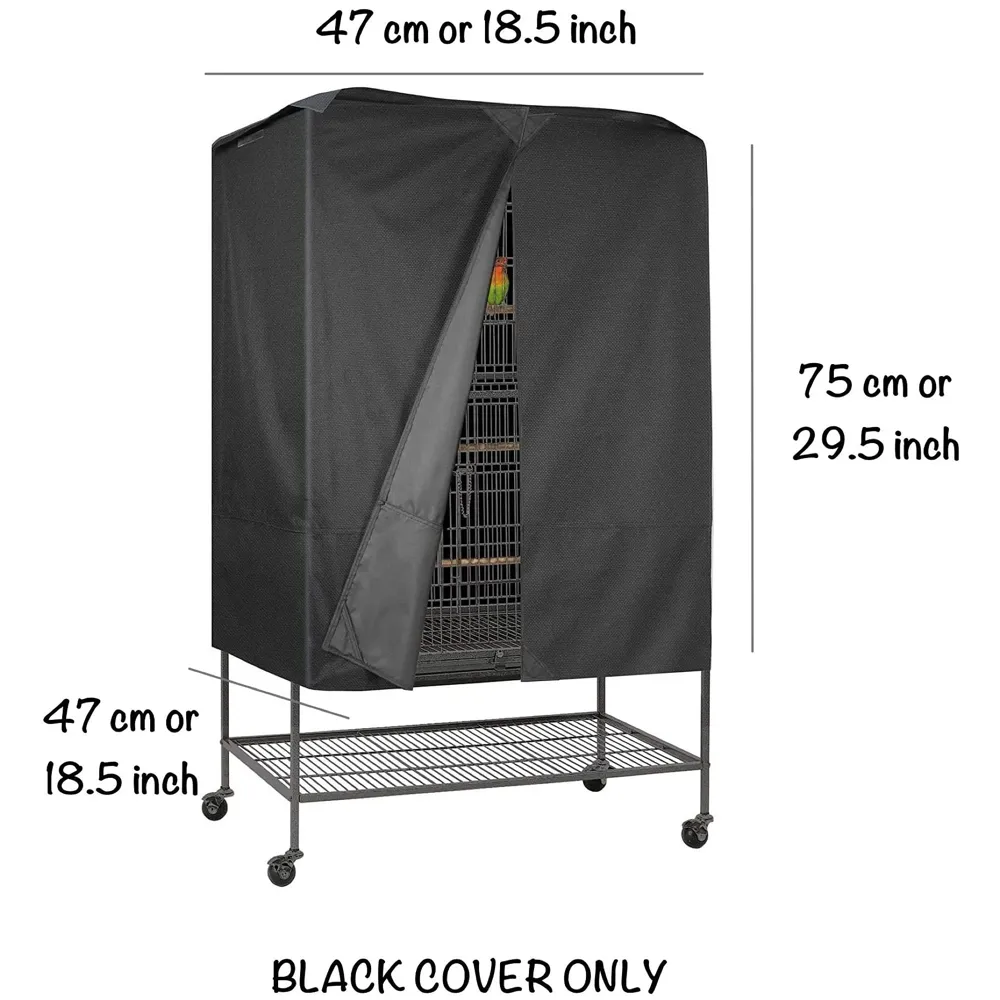 30 inch Sturdy Large Bird Cage with Cover for Parakeets Cockatiels Parrot Sun Conure Green-Cheeked Parakeet Lovebird Canary Finch Lovebird Pigeons Parrot with Rolling Stand (Black, Large)