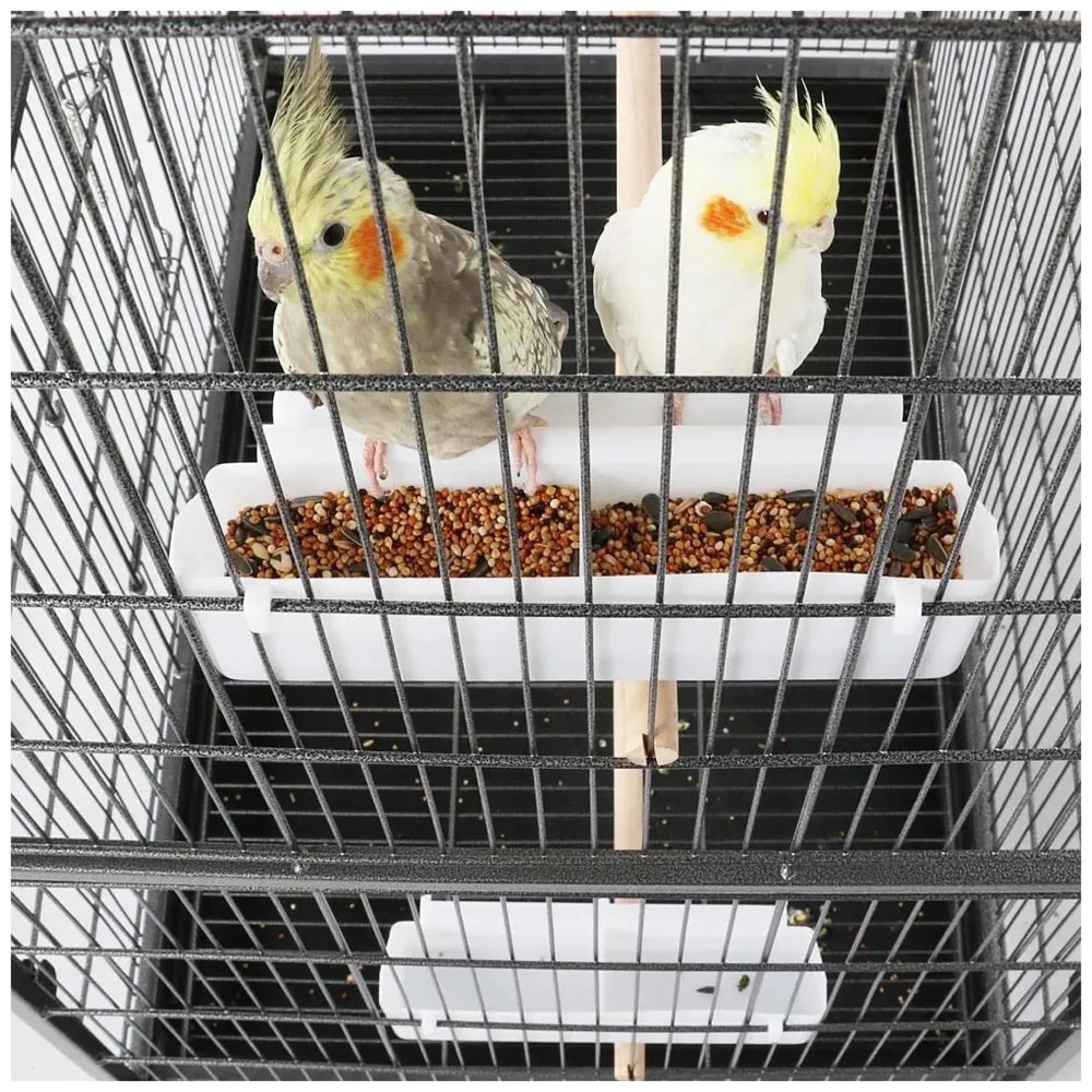 30 inch Sturdy Large Bird Cage with Cover for Parakeets Cockatiels Parrot Sun Conure Green-Cheeked Parakeet Lovebird Canary Finch Lovebird Pigeons Parrot with Rolling Stand (Black, Large)