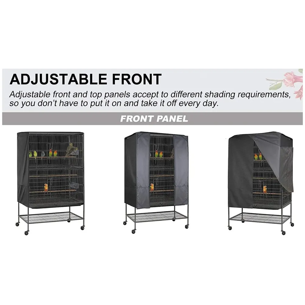 75 x 47 x 47 Cm Large Bird Cage Cover ONLY Black Dual Zippers, Water Resistant UV Resistant