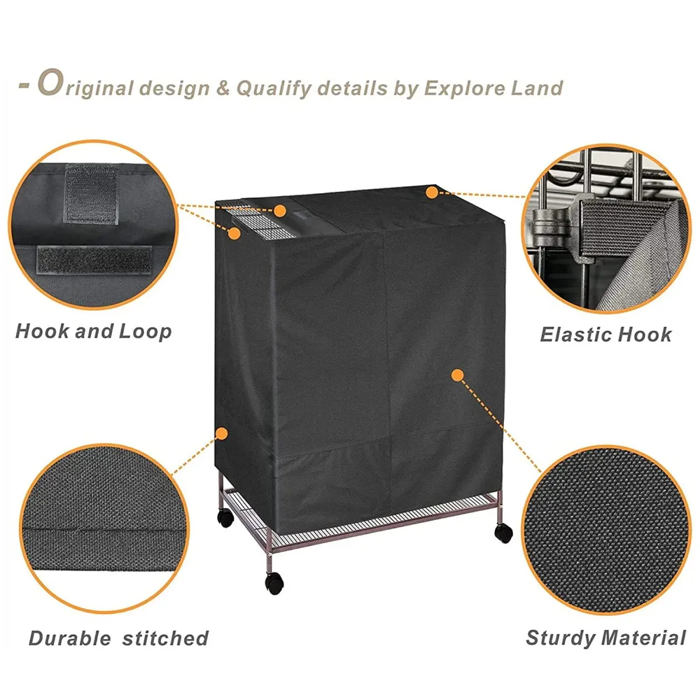 75 x 47 x 47 Cm Large Bird Cage Cover ONLY Black Dual Zippers, Water Resistant UV Resistant