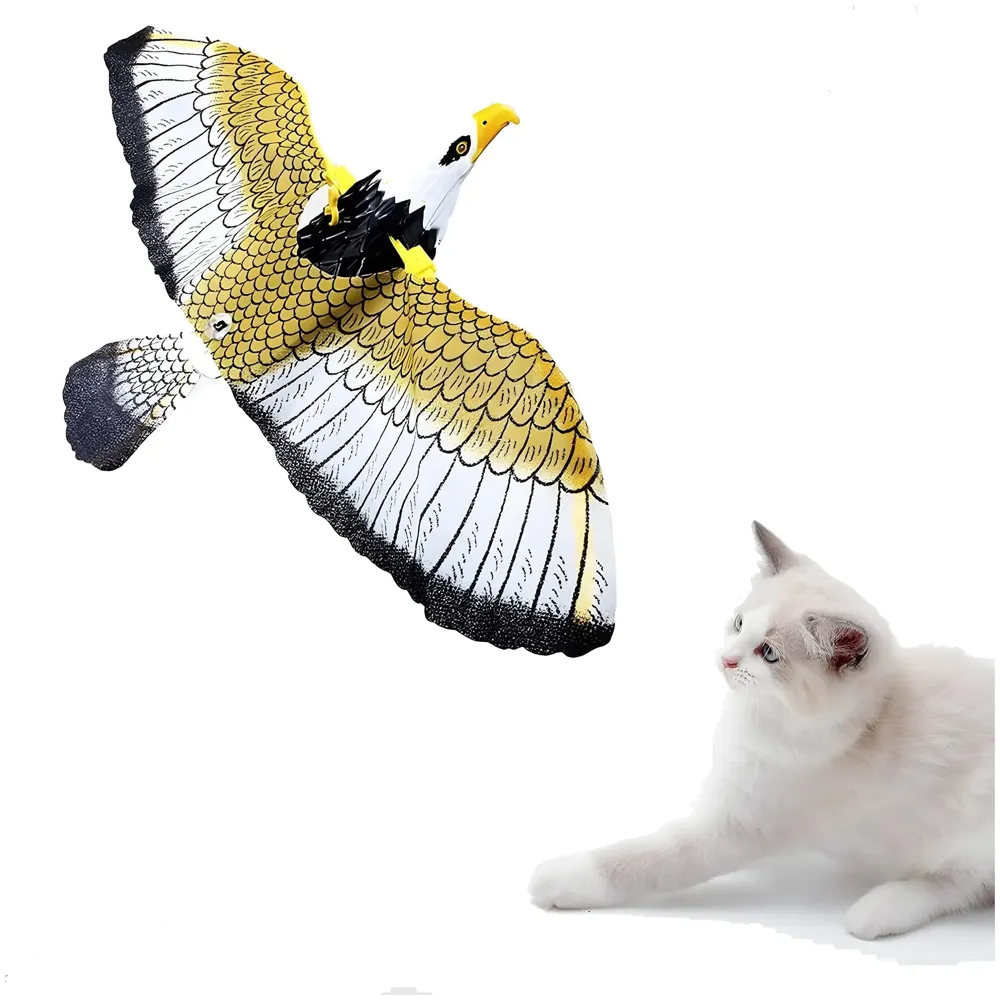 Automatic Flying Eagle Bird Cat Toy with Light and Sound, Bird Interactive Cat Toy, Interactive Electric Hanging Flying Bird Pet Toy for Cats Kitten Play Chase Exercise Eagle