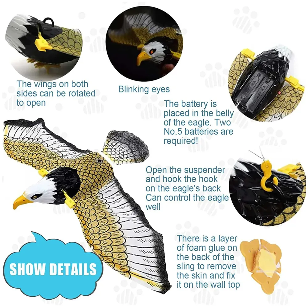 Automatic Flying Eagle Bird Cat Toy with Light and Sound, Bird Interactive Cat Toy, Interactive Electric Hanging Flying Bird Pet Toy for Cats Kitten Play Chase Exercise Eagle