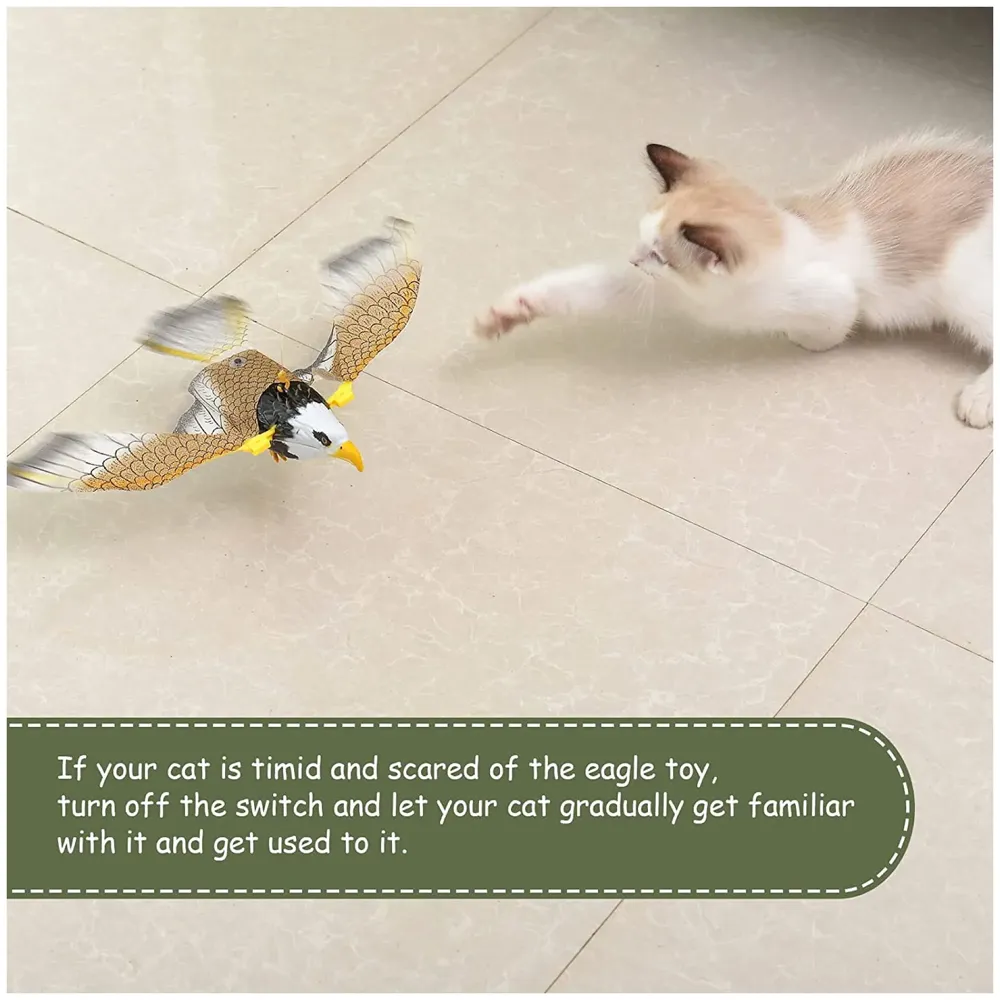 Automatic Flying Eagle Bird Cat Toy with Light and Sound, Bird Interactive Cat Toy, Interactive Electric Hanging Flying Bird Pet Toy for Cats Kitten Play Chase Exercise Eagle