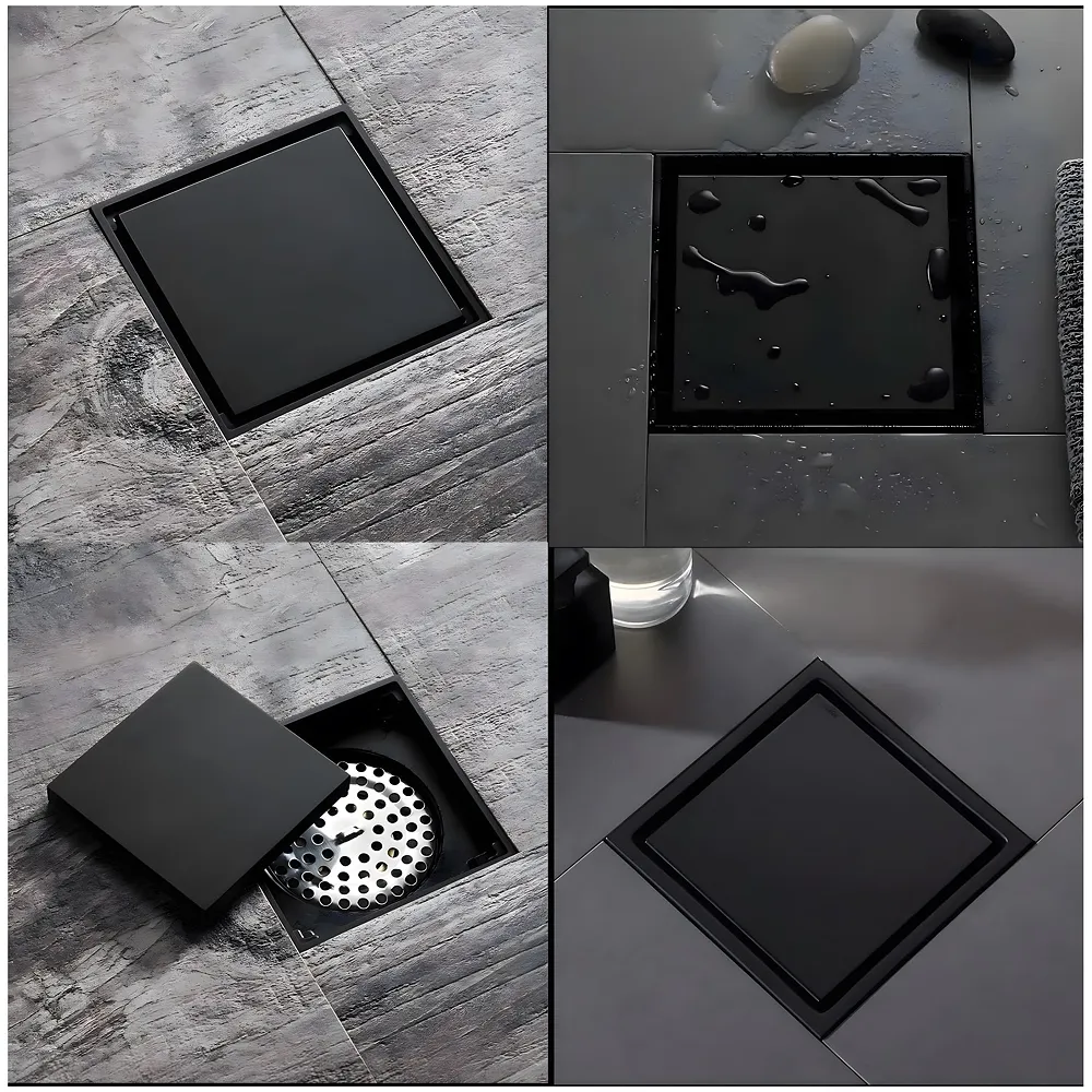 Black Bathroom Drain Jali Anti Cockroach Trap Tile Insert 6 Inch
