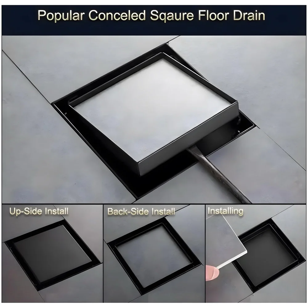 Black Bathroom Drain Jali Anti Cockroach Trap Tile Insert 6 Inch