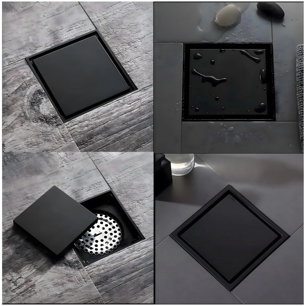 Black Bathroom Drain Jali Anti Cockroach Trap Tile Insert 6 Inch