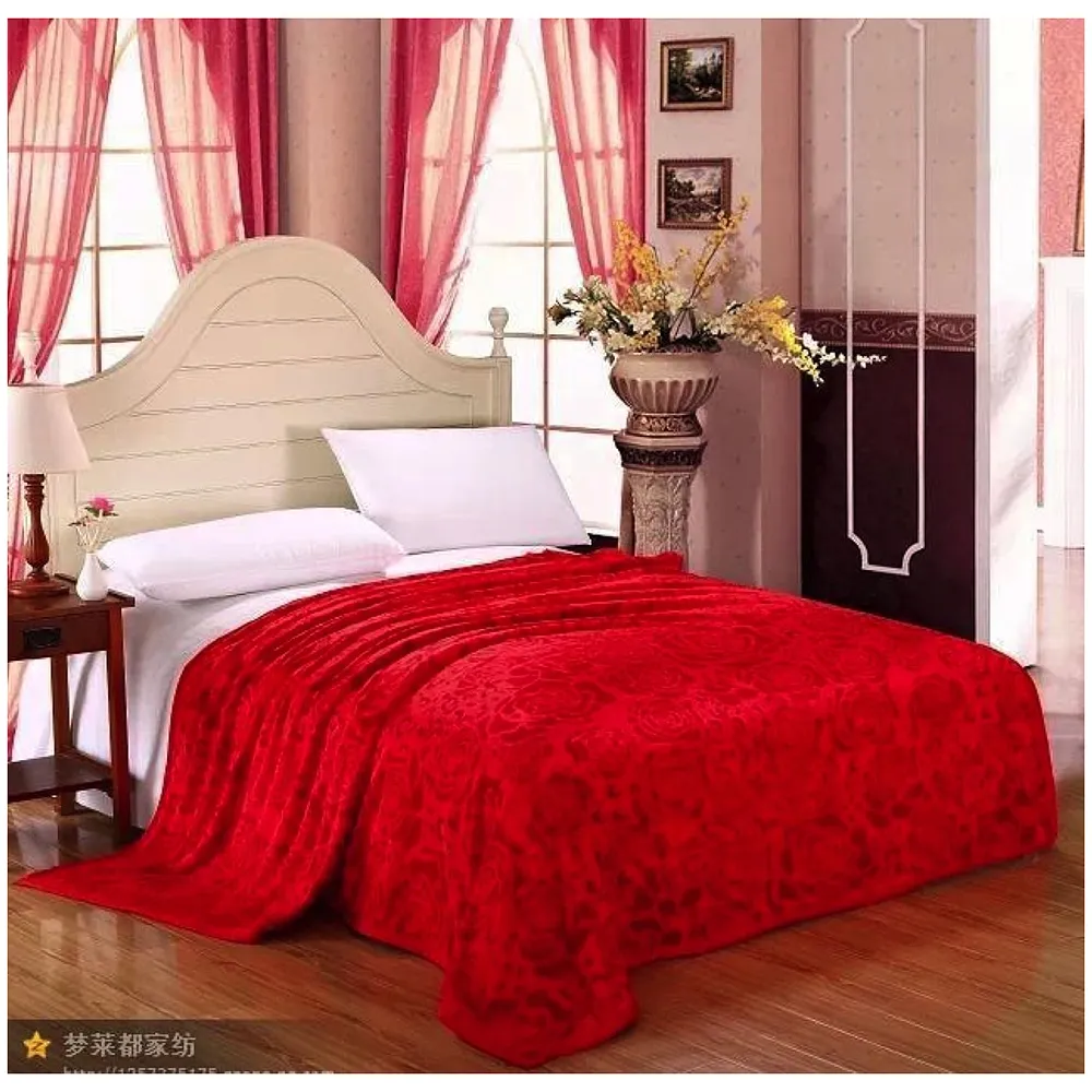 Designer Passionate Red Roses Warm Double Blanket Coral Fleece ~ Super Soft Luxury