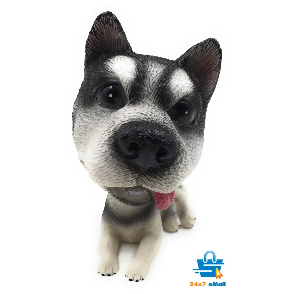 Dog Bobblehead Resin for Cars ~ Desks ~ Study ~ Office ~ Dashboard Decors Size - 4 INCHES (Siberian Husky Sitting)