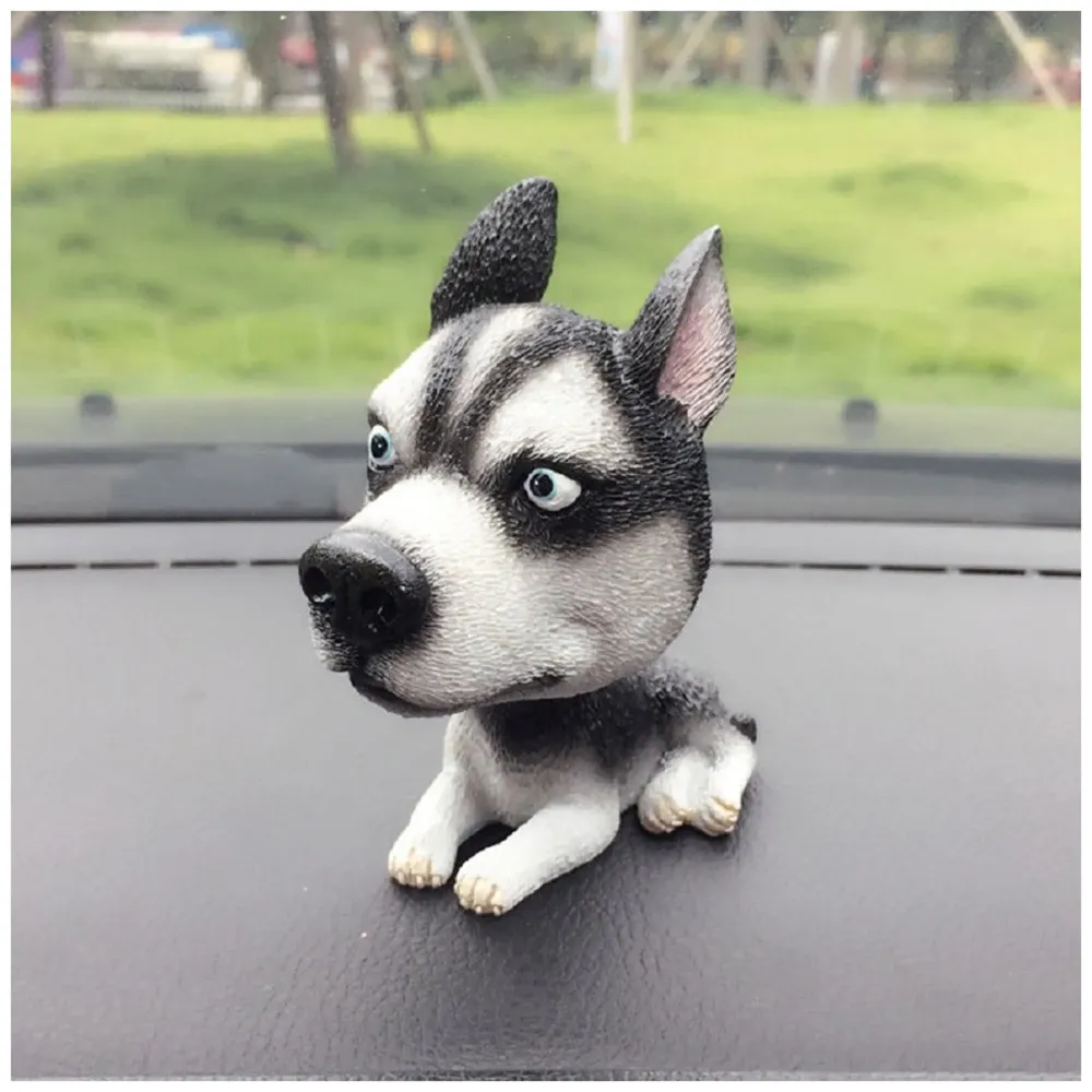 Dog Bobblehead Resin for Cars ~ Desks ~ Study ~ Office ~ Dashboard Decors Size - 4 INCHES (Siberian Husky Sitting)