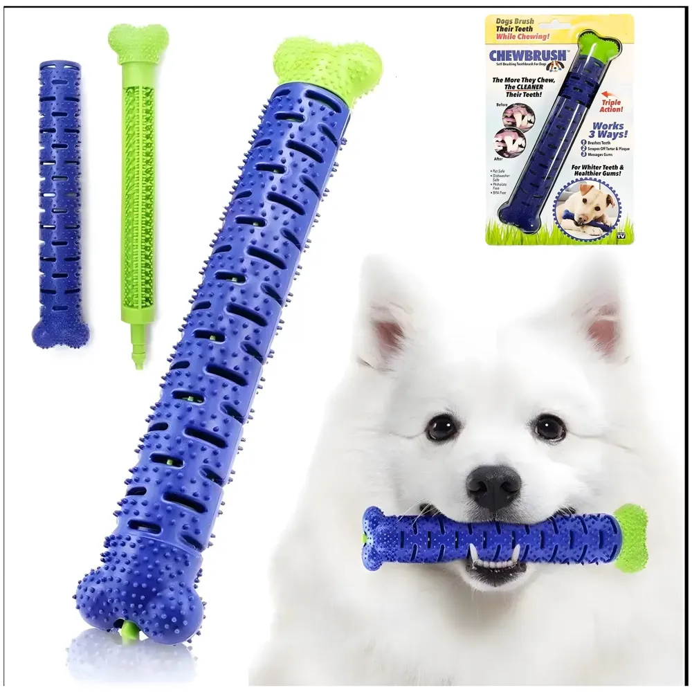 Bone Chew Toy Silicone Pet Stick, Dog Stick, for Teeth Cleaning, Toy Pet - 24.5 cm x 4.5 cm for Small and Large Dogs