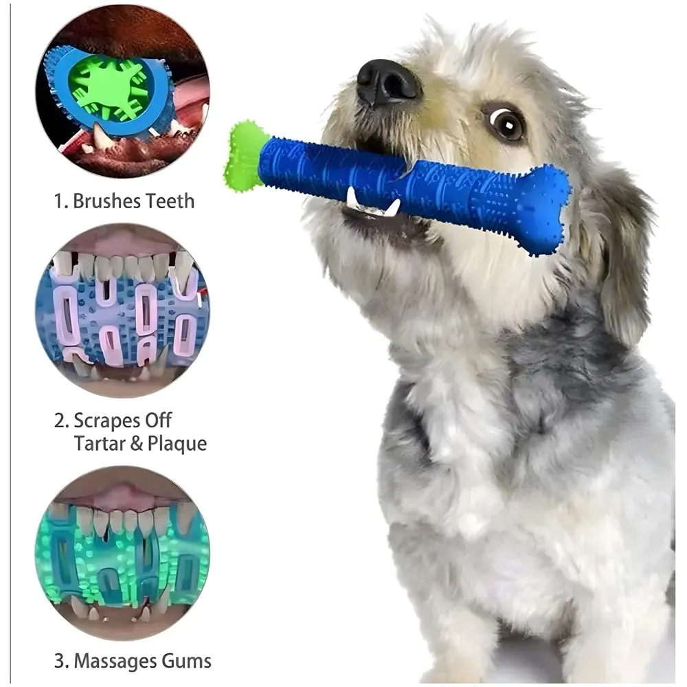 Bone Chew Toy Silicone Pet Stick, Dog Stick, for Teeth Cleaning, Toy Pet - 24.5 cm x 4.5 cm for Small and Large Dogs