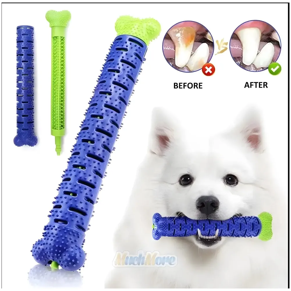 Bone Chew Toy Silicone Pet Stick, Dog Stick, for Teeth Cleaning, Toy Pet - 24.5 cm x 4.5 cm for Small and Large Dogs