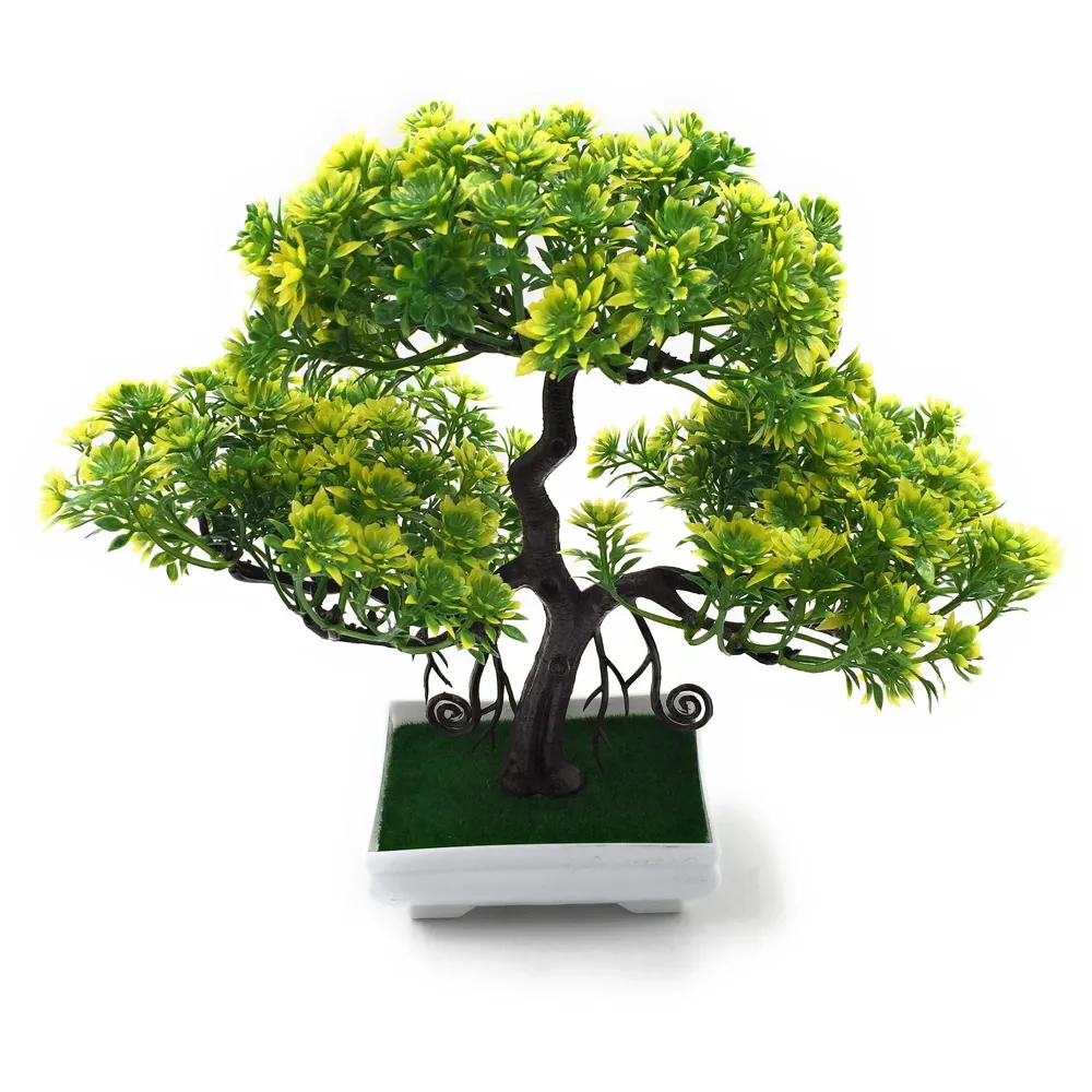 Artificial Bonsai Dwarf Tree with PVC Pot (Light Green)
