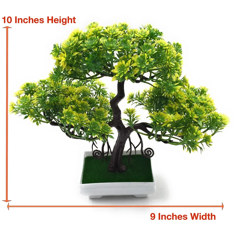 Artificial Bonsai Dwarf Tree with PVC Pot (Light Green)