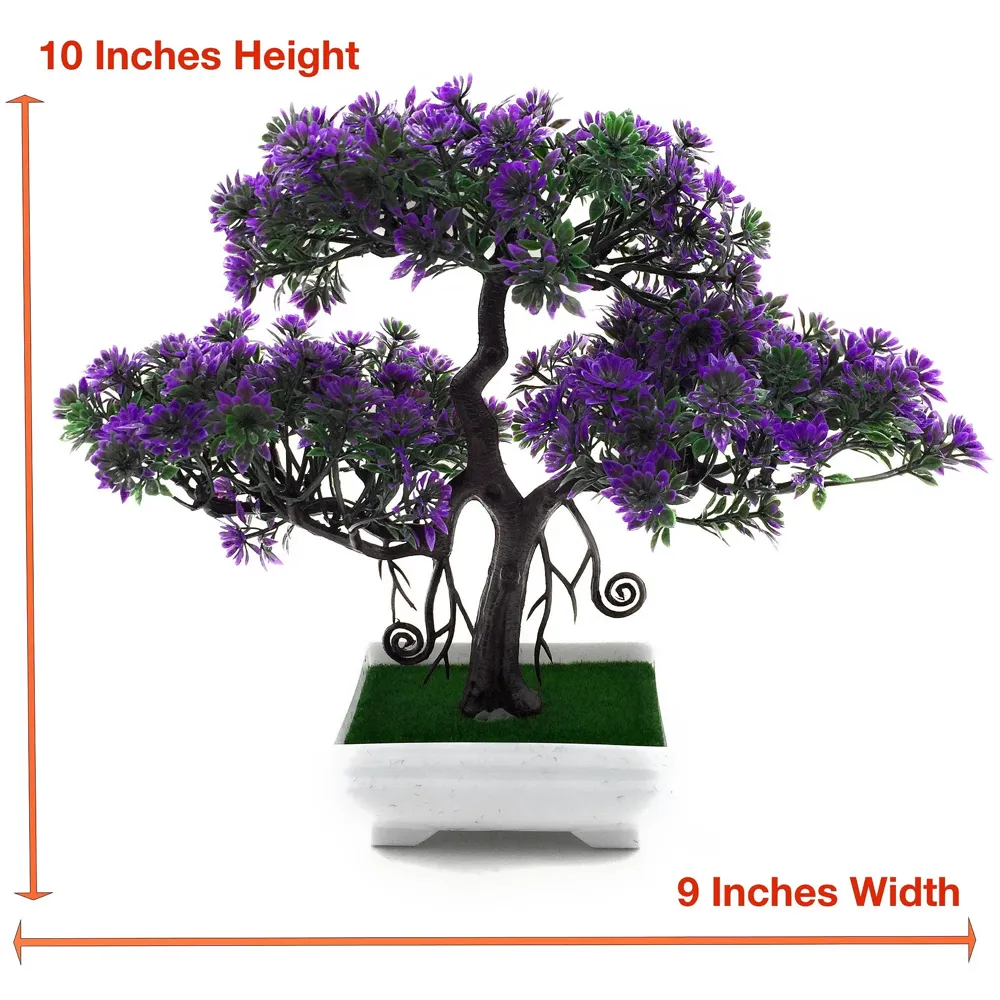Artificial Bonsai Dwarf Tree with Polyvinyl Chloride Pot (Purple)