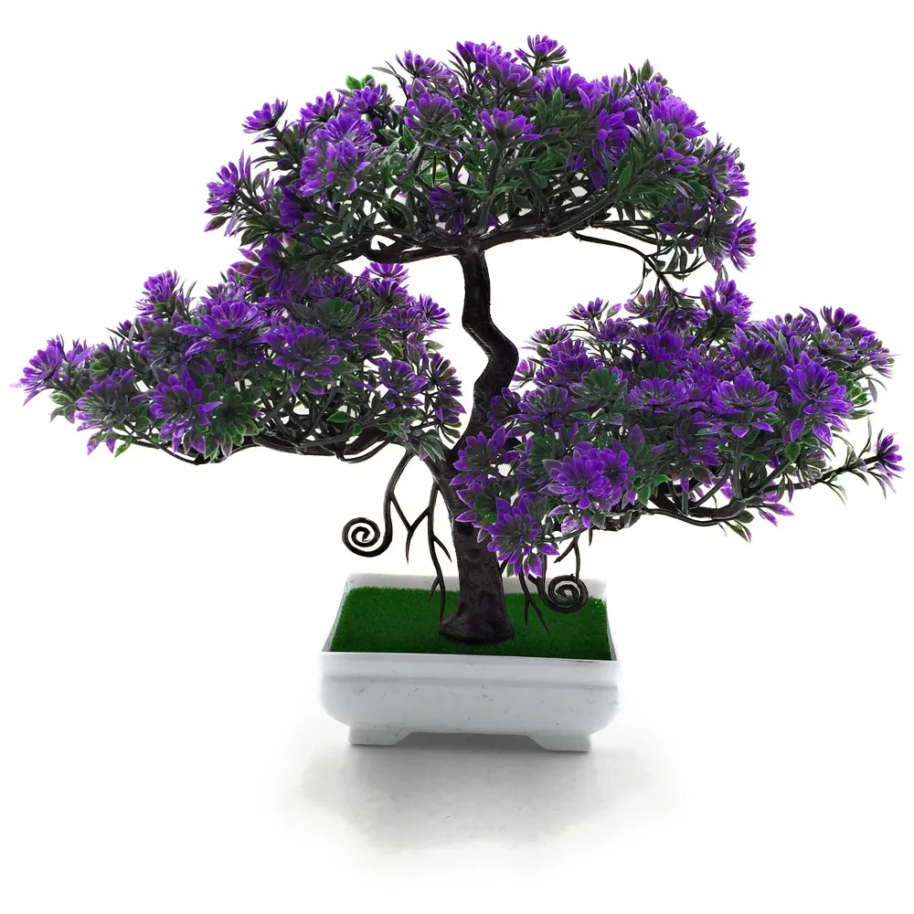 Artificial Bonsai Dwarf Tree with Polyvinyl Chloride Pot (Purple)