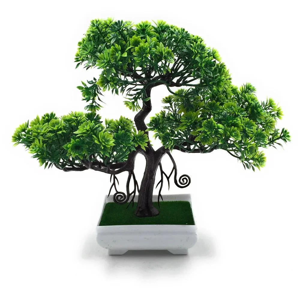 Artificial Bonsai Dwarf Tree with PVC Pot (Dark Green)