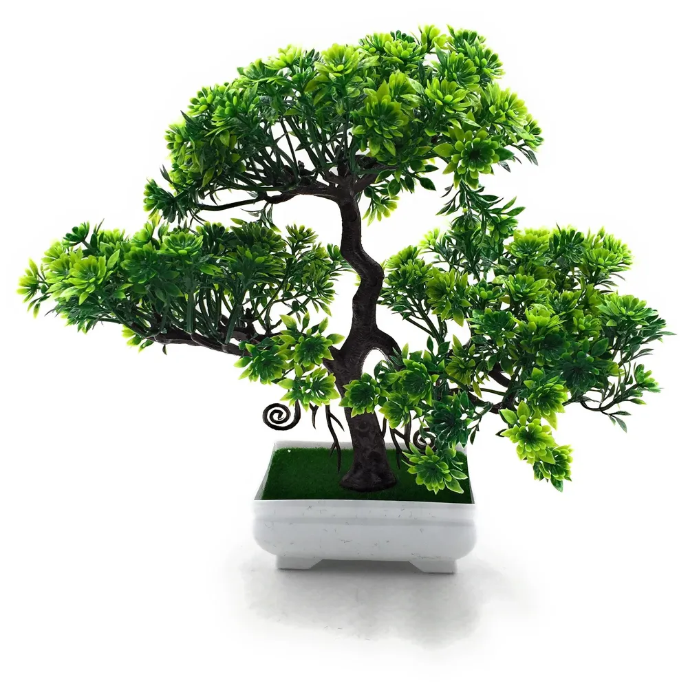 Artificial Bonsai Dwarf Tree with PVC Pot (Dark Green)
