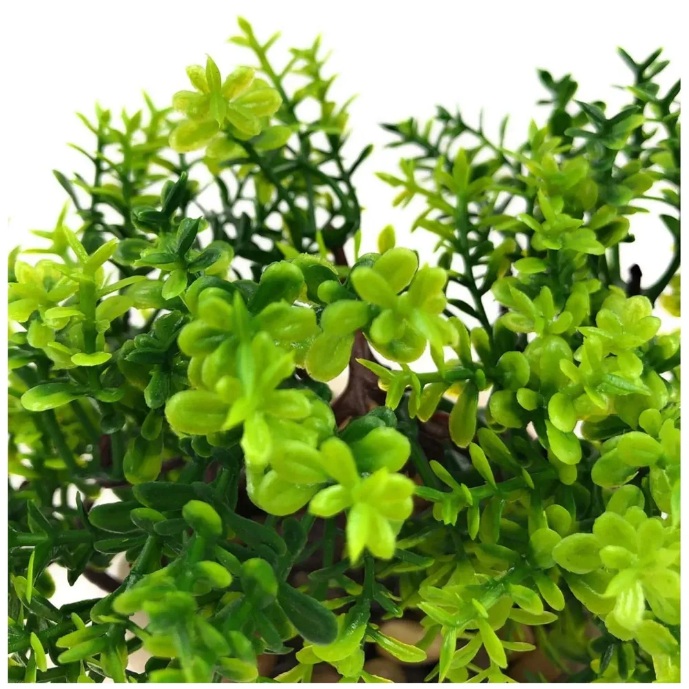Bonsai Artificial Dwarf Tree ~ Artificial Plants with Pot and Grass Ideal for Home Décor. with Realistic Detailing Size 15 cm x 15 cm (Light Green)