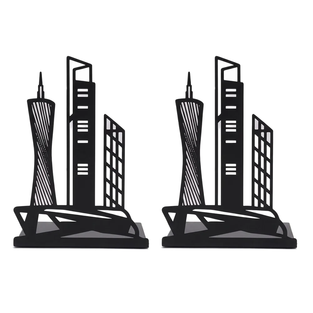 Skyline Bookends – Stylish & Durable Metal Book Holder, Book Holder for Shelves, Decor for Home, Office, Library, Study Room, Elegant Desk Organizer.