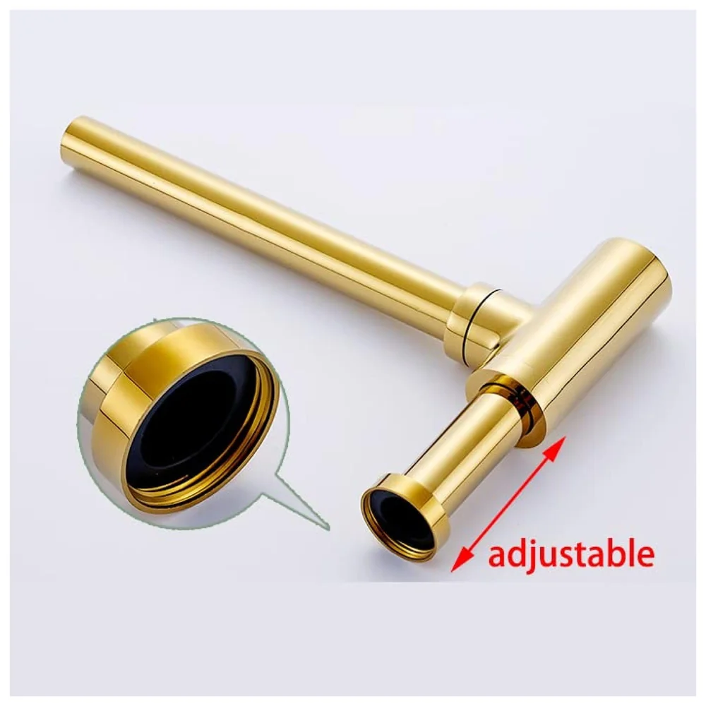 Gold Bottle Trap For Basin, Waste Pipe For Water Outlet Bathroom Sink Wash Basin Kitchen Golden Colour -300mm Pipe