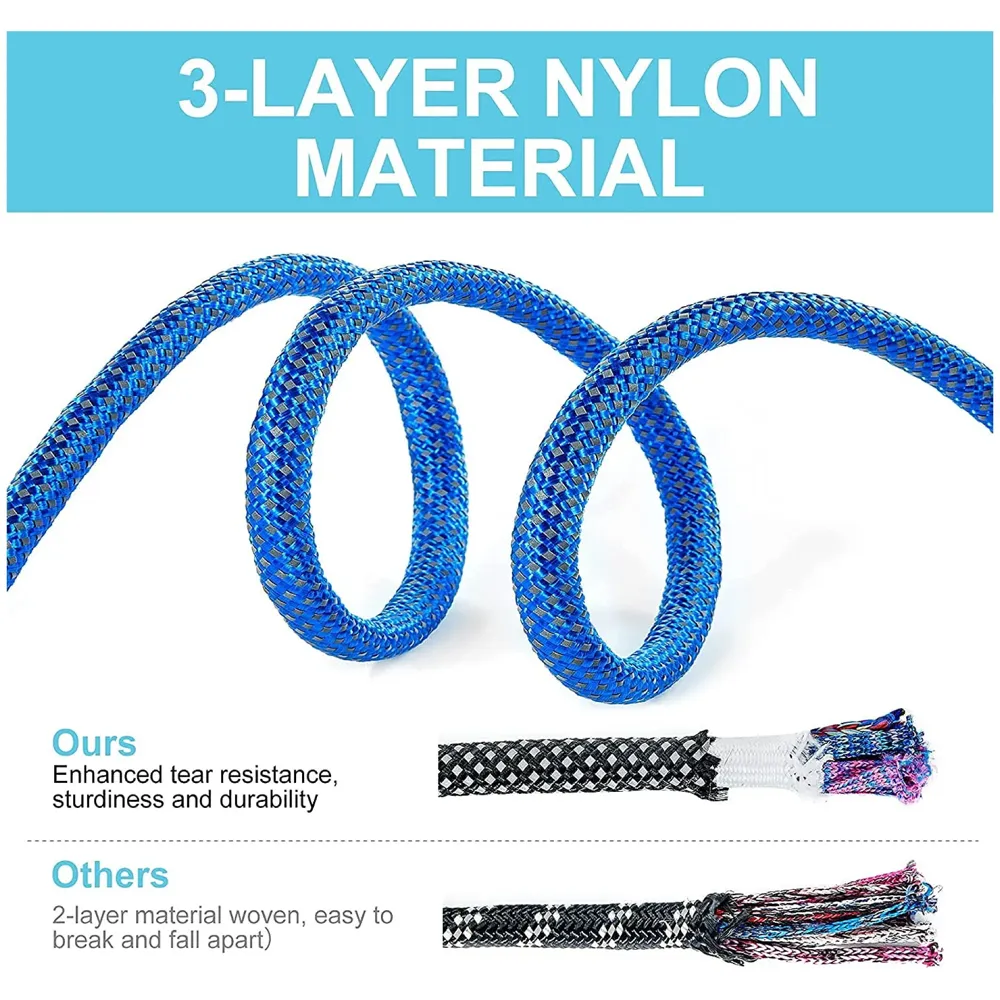 Braided 4 Ft, Strong Dog Leash with Comfortable Padded Handle and Highly Reflective Threads for Small Medium and Large Dogs. (Dark Blue)