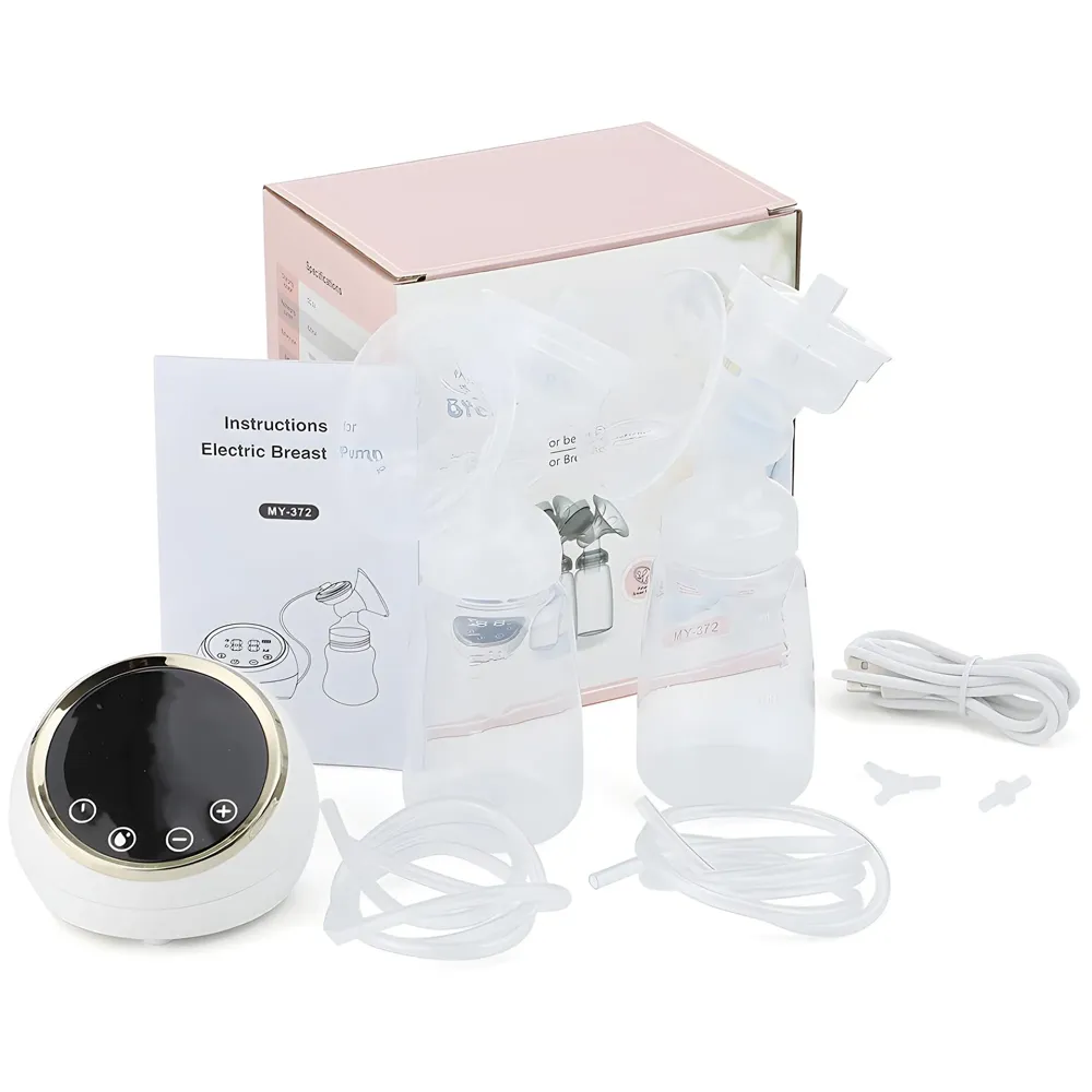 Automatic Double Portable Breast Pump with Dual Mode, 3 Modes - Massage, Suction, Bionic, Soft Silicone Cushion, BPA Free LCD Display